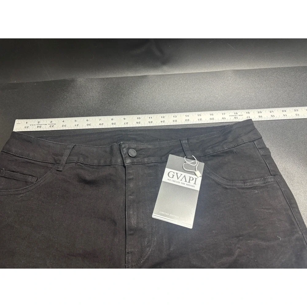 Guapi NEW Men's Rhinestone Flame Jeans Black Distressed Denim Slim‎ Fit Size 40